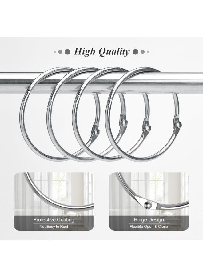Forest Home Shower Curtain Hooks Rings,20 Pcs Rustproof Metal Shower Hooks for Shower Curtain,Glide Smoothly Round Shower Rings for Curtain,Shower Curtain Rings for Bathroom Shower Rod,Snap Joint Design (Silver) - Image 2