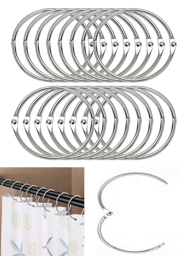 Forest Home Shower Curtain Hooks Rings,20 Pcs Rustproof Metal Shower Hooks for Shower Curtain,Glide Smoothly Round Shower Rings for Curtain,Shower Curtain Rings for Bathroom Shower Rod,Snap Joint Design (Silver) - Image 1