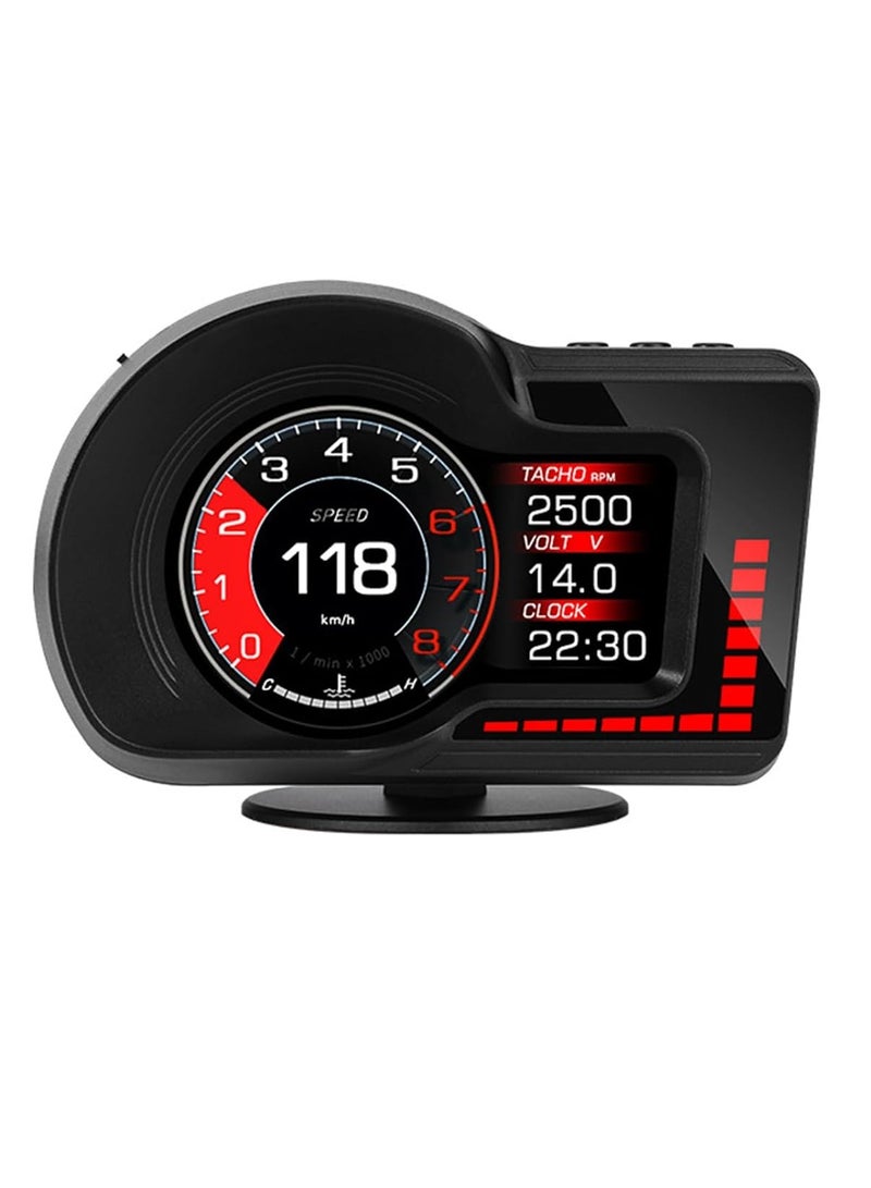 جهاز عرض معلومات السيارة OBD2 HUD مع عداد سرعة قابل للتعديل بتقنية 8 ألوان، إنذار تجاوز السرعة، درجة حرارة المياه، إنذار الجهد، وتذكير للسائق بالراحة، ملحقات سيارات آلية - Image 2
