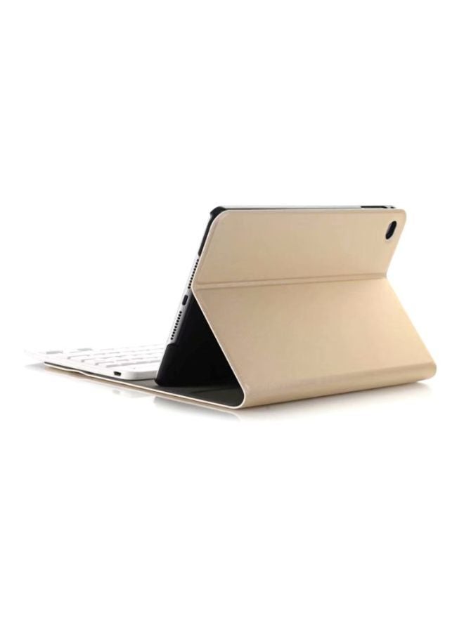 NIBEMINENT Bluetooth Keyboard Holster For Apple iPad Mini 4/5 Gold/White  - Image 3