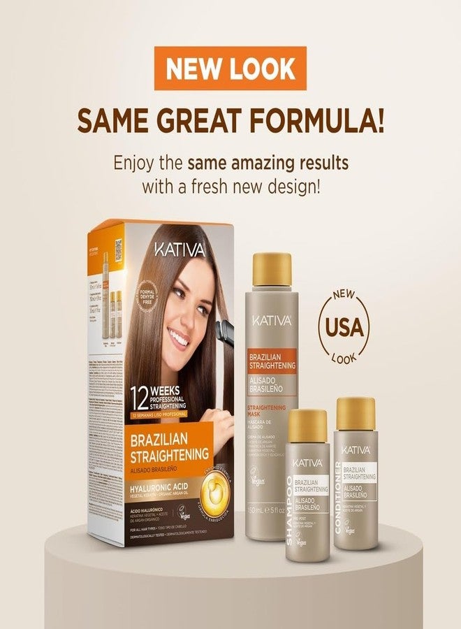 Kativa Brazilian Straightening Kit, 12 Weeks of Home Use Professional Straightening, with Organic Argan Oil, Shea Butter, Keratin & Amino Acids, for Straighter, Softer and Shinier Hair, All Hair Types – Pack of 2 - Image 2