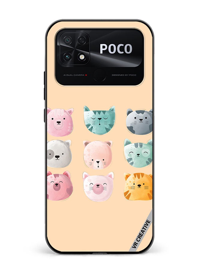 Protective Case Cover For Xiaomi Poco C40 Cute Faces Design Multicolour