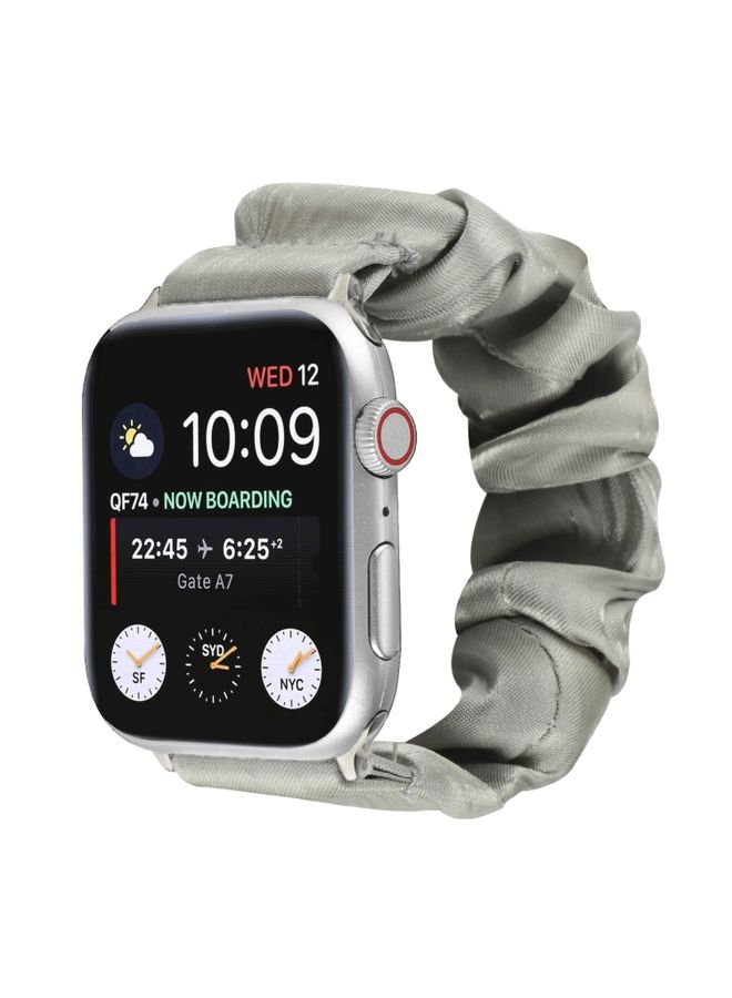 Replacement Strap Shell Pattern Hair Ring Cloth Watch Band For Apple Watch Series 9&8&7 41mm / SE 3&SE 2&6&SE&5&4 40mm / 3&2&1 38mm Grey