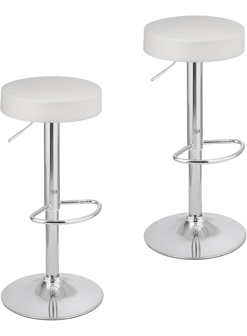 Set of 2 Adjustable Swivel Bar Stools – Chrome Base Counter Chairs with Footrest & Scratch-Resistant Base for Kitchen & Counter Use - Image 1