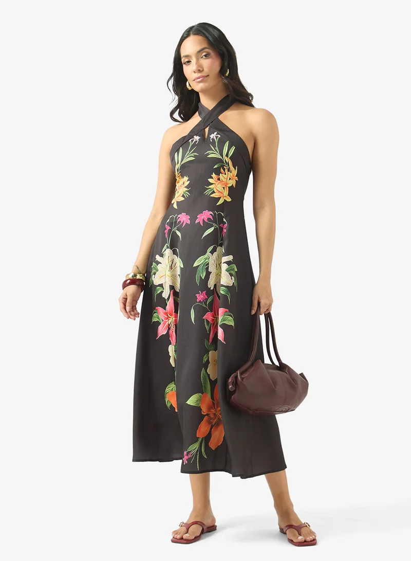Soleira  Halter Neck Printed Dress for Women | Best Price UAE