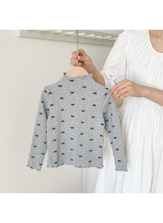 Cute Polka Dot Long-sleeve New Style Top Casual Base Shirt For Girls  Spring And Autumn Versatile Style Full-print T-shirt