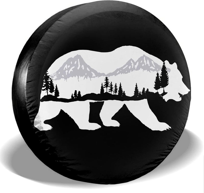 Gwomo Bear and Mountain Spare Tire Cover - Waterproof Wheel Protector for RV, SUV, Truck, and Trailers (15 inch) - Image 1