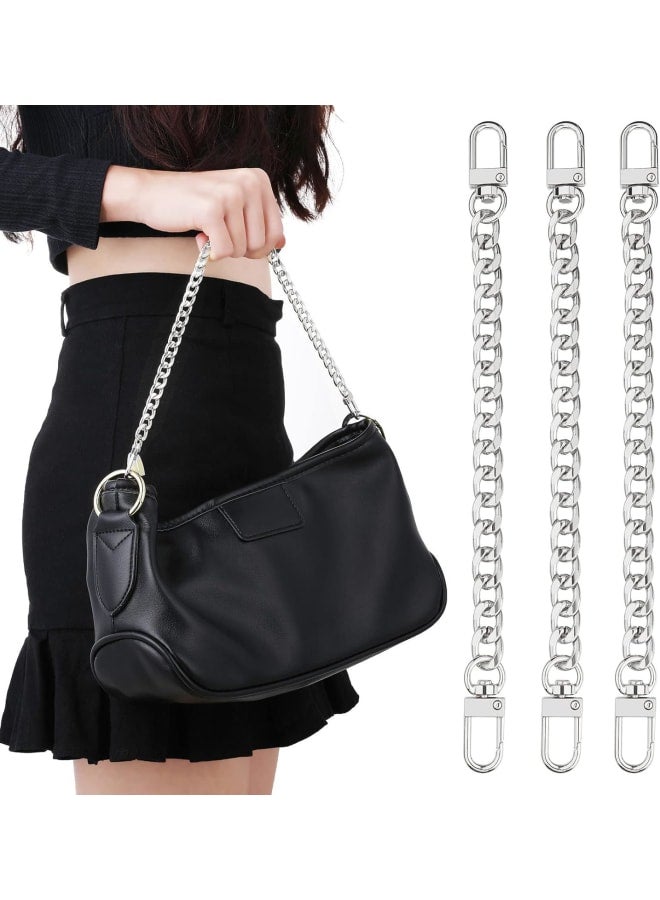 Prasacco 3 Pieces Purse Chain with Buckles,20CM Silver Short Bag Chain Bag DIY Purse Making Replacement Strap Handbag Purse Strap Extender for Wallet Clutch Shoulder Bag - Image 1