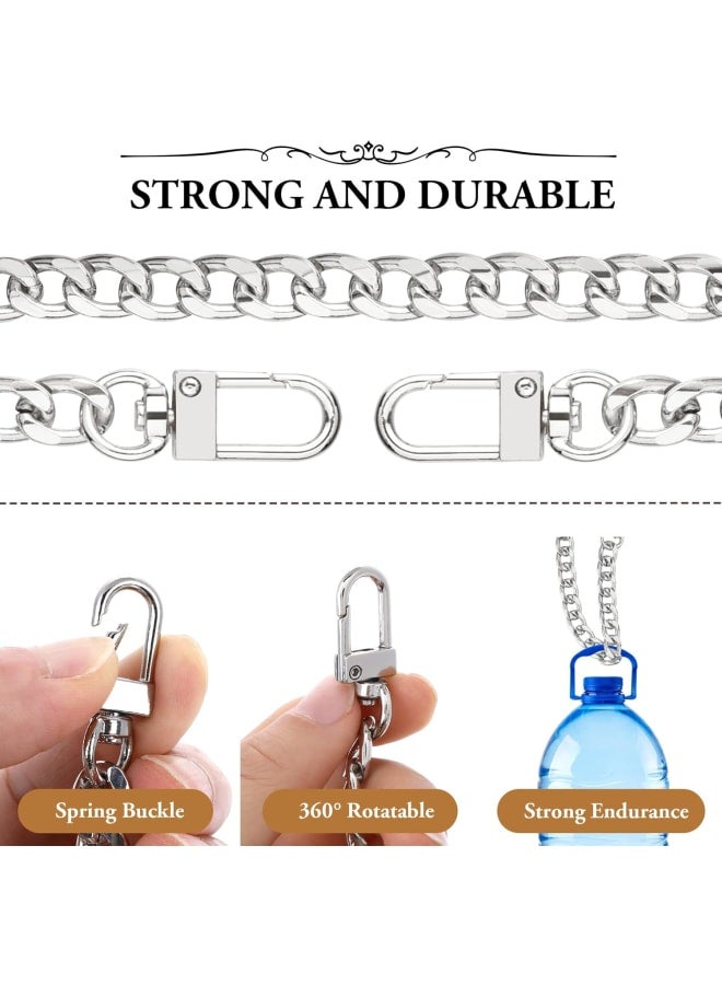 Prasacco 3 Pieces Purse Chain with Buckles,20CM Silver Short Bag Chain Bag DIY Purse Making Replacement Strap Handbag Purse Strap Extender for Wallet Clutch Shoulder Bag - Image 4