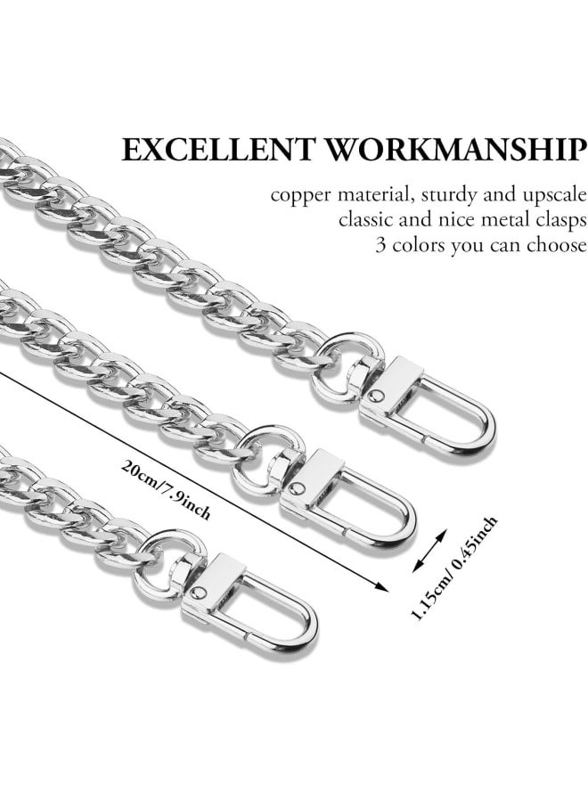 Prasacco 3 Pieces Purse Chain with Buckles,20CM Silver Short Bag Chain Bag DIY Purse Making Replacement Strap Handbag Purse Strap Extender for Wallet Clutch Shoulder Bag - Image 5