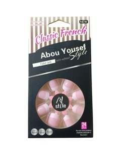 Abou Yousef Style Classic French Artificial Nails - 24 Pieces  - Image 1