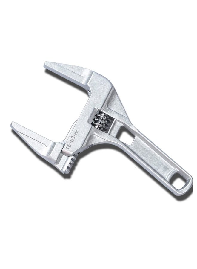 Adjustable Wrench – 6 to 68mm Wide Opening Jaws Adjustable Spanner with Short Handle – Aluminum Alloy Light Weight Plumbers Spanner Nut Key Hand Tool for Bathroom, Washbasin etc  - Image 1