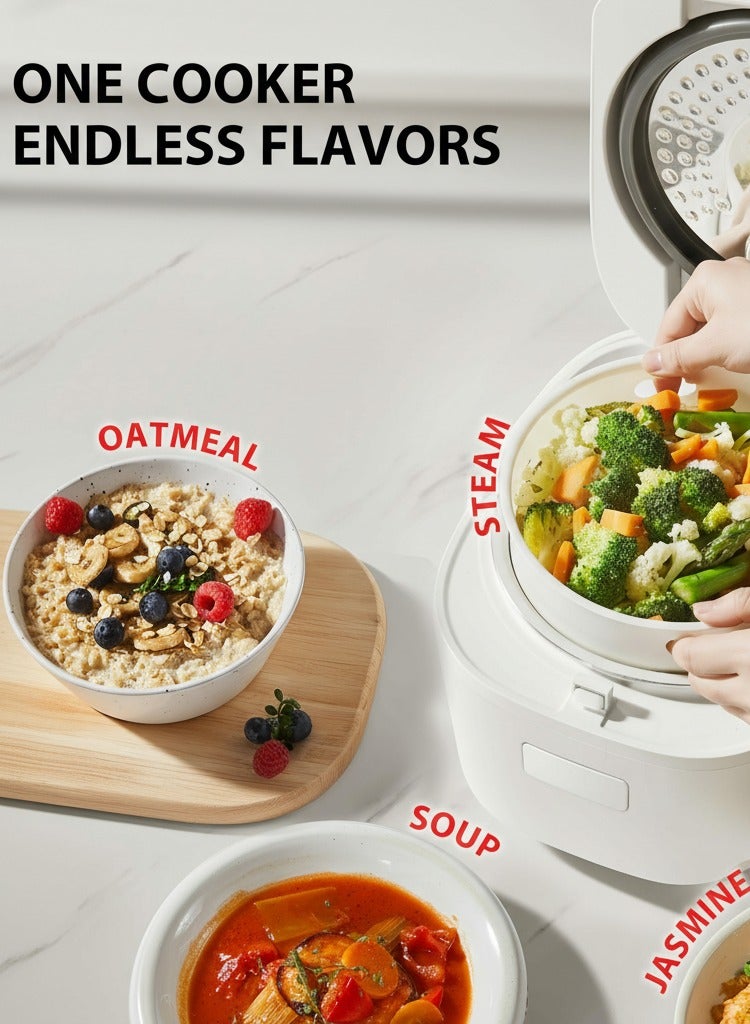 Winning Star Rice Cooker, Small Rice Cooker with Nonstick Inner Pot, Steamer & Warmer With One-Touch Cooking,  Auto Keep Warm Feature, Multicooker - Image 5