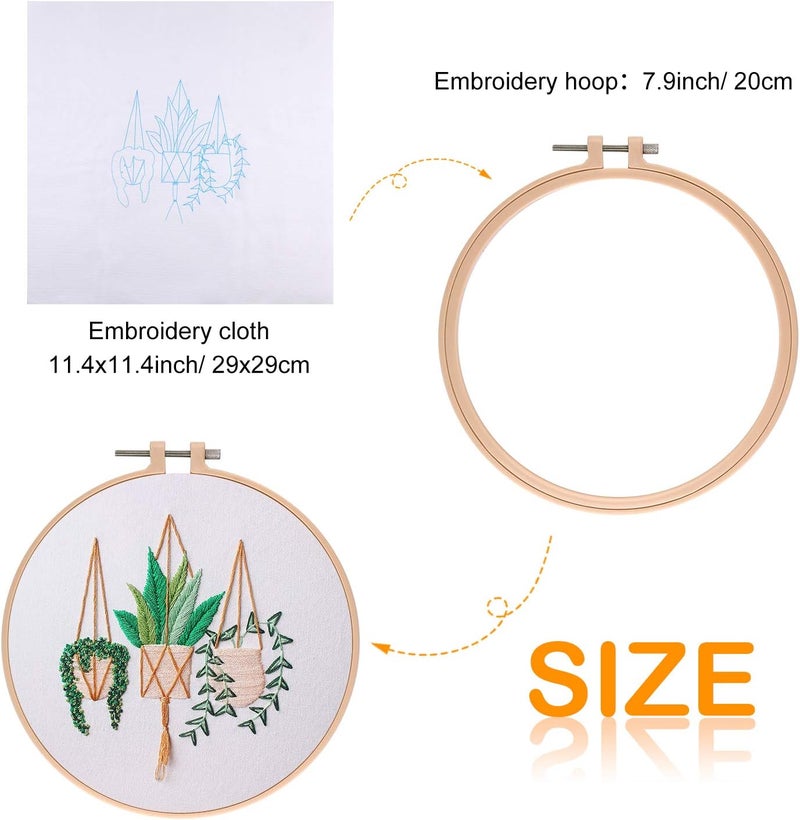 FEPITO 4 Sets Embroidery Starter Kit with Pattern and Instructions Cross Stitch Kit Includes 4Pcs Embroidery Clothes with Floral Pattern, 2 Pcs Embroidery Hoops, Scissor, Color Threads Needle Kit - Image 4