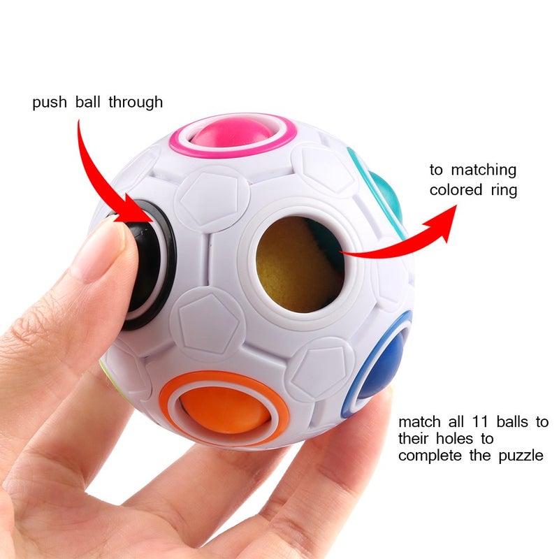 Coogam Rainbow Puzzle Ball Pack with Pouch Color-Matching Game Toy Stress Reliever Magic Ball Brain Teaser for Kids and Adults, Children, Boy, Girl Holiday Set of 2 - Image 2