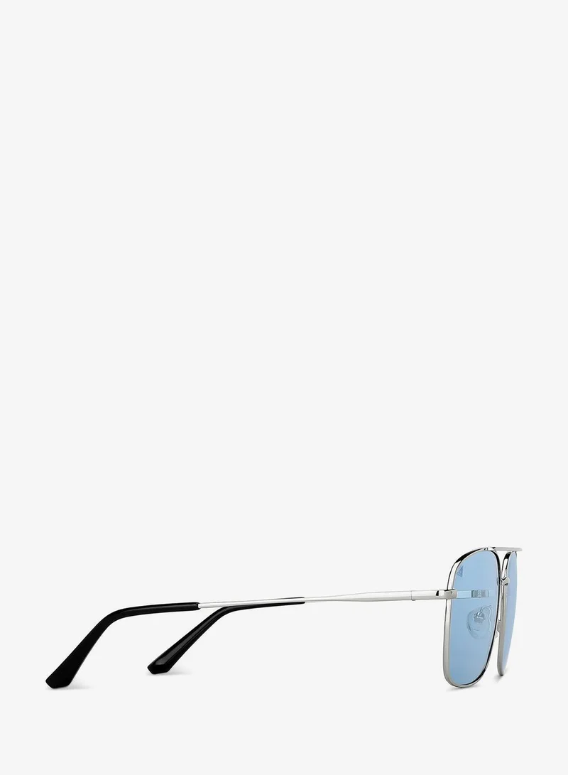 Vincent Chase  Vincent Chase By Lenskart | Silver Blue Full Rim Square Branded Latest and Stylish Sunglasses | Polarized and 100% UV Protected | Men & Women | Large | VC S13118  | Best Price UAE