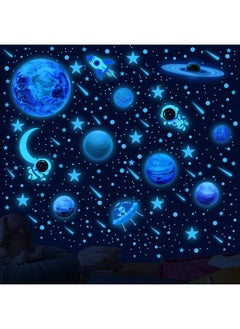 MORCART MORCART Glow in The Dark Stars Solar System Wall Decals 457 Pcs, Earth and 12 Major Glow Planets, Astronaut Universe Galaxy Space Wall Decals, Kids Bedroom, Gift for Walls and Ceiling Decor (Blue)  - Image 5