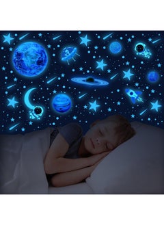 MORCART MORCART Glow in The Dark Stars Solar System Wall Decals 457 Pcs, Earth and 12 Major Glow Planets, Astronaut Universe Galaxy Space Wall Decals, Kids Bedroom, Gift for Walls and Ceiling Decor (Blue)  - Image 4