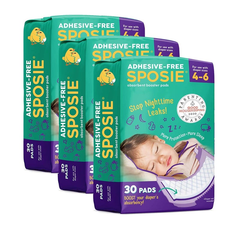 Select Kids Sposie Overnight Diaper Booster Pads, Stops Leaks and Bedwetting, Original Adhesive-Free Absorbent Inserts, Helps Reduce Nighttime Changes and Rash, Use with Sizes 4-6, Made in U.S.A. 90 ct. - Image 1
