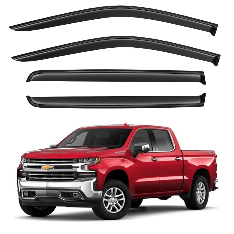Window Visors Rain Guards for 20192025 Chevy SilveradoGMC Sierra 1500 Crew Cab OutChannel Window Vent Wind Deflectors Visors Shades for 2025 SilveradoSierra 2500HD 3500HD Crew Cab
