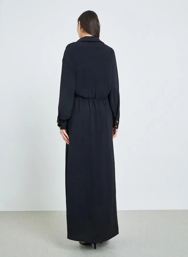 Take Two  Black Maxi Dress with Star Brooch Detail for Women | Best Price UAE