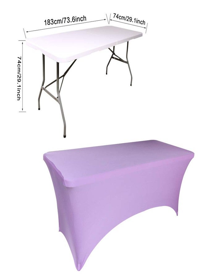 Fvstar 2pcs 6FT Tablecloth,Light Purple Spandex Table Cover,6ft Fitted Stretch Rectangular Table Cloth,6 Foot Washable Table Protector for Party,Wedding,Banquet,Festival,Christmas - Image 4