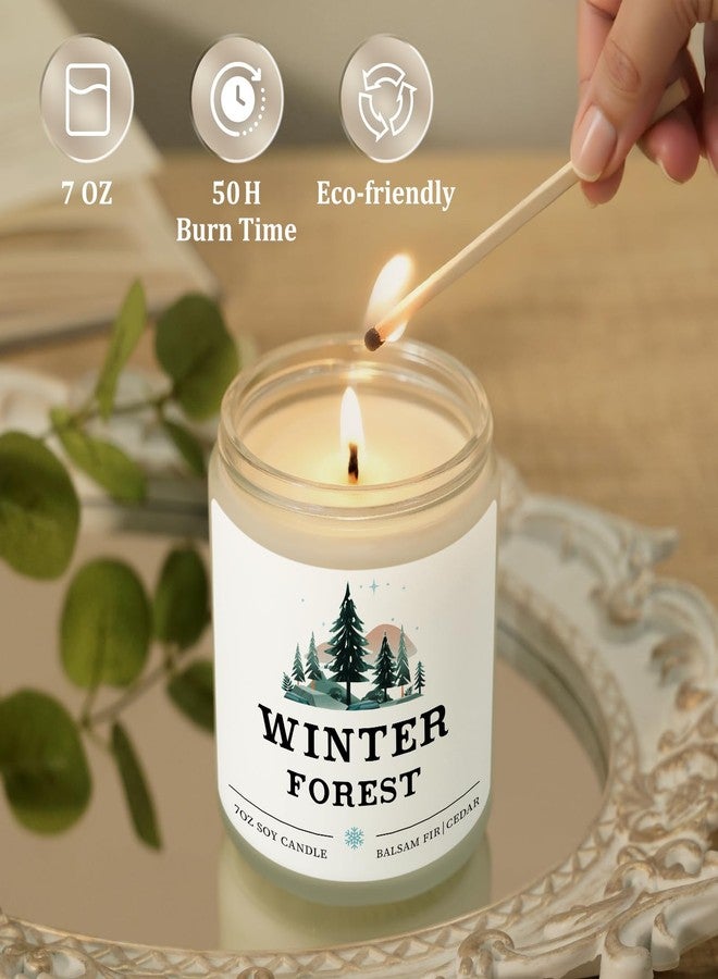 Hakumata Winter Home Decor, Christmas Candles Decorations, Christmas Decor, Xmas Gifts for Women Men, Xmas Tree Balsam Fir Cedar Scented Candles 7oz - Image 5