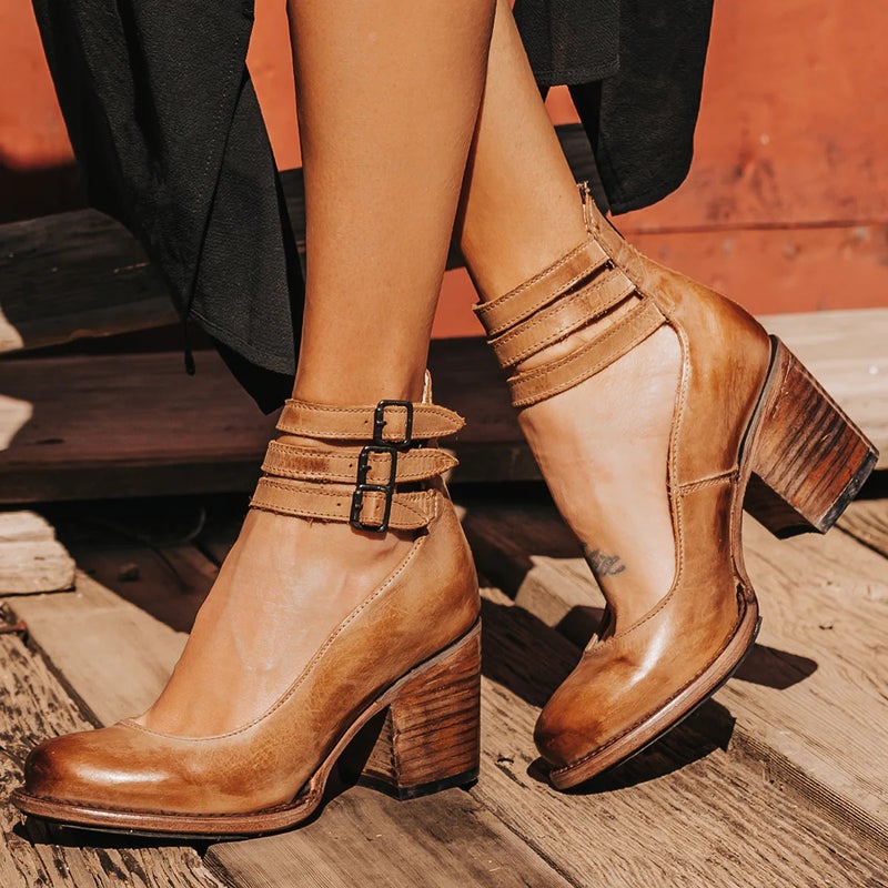 New 2024 Independent Site Back Zipper Thick Heel High Heel Square Heel Shallow Mouth Buckle Women'S Shoes - Image 3