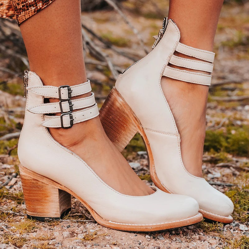 New 2024 Independent Site Back Zipper Thick Heel High Heel Square Heel Shallow Mouth Buckle Women'S Shoes - Image 4