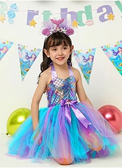 Al Aoyama Al Aoyama Girls Mermaid Costume LED Light Up Princess Tutu Dress for  Birthday with Headband 3-8  - Image 5