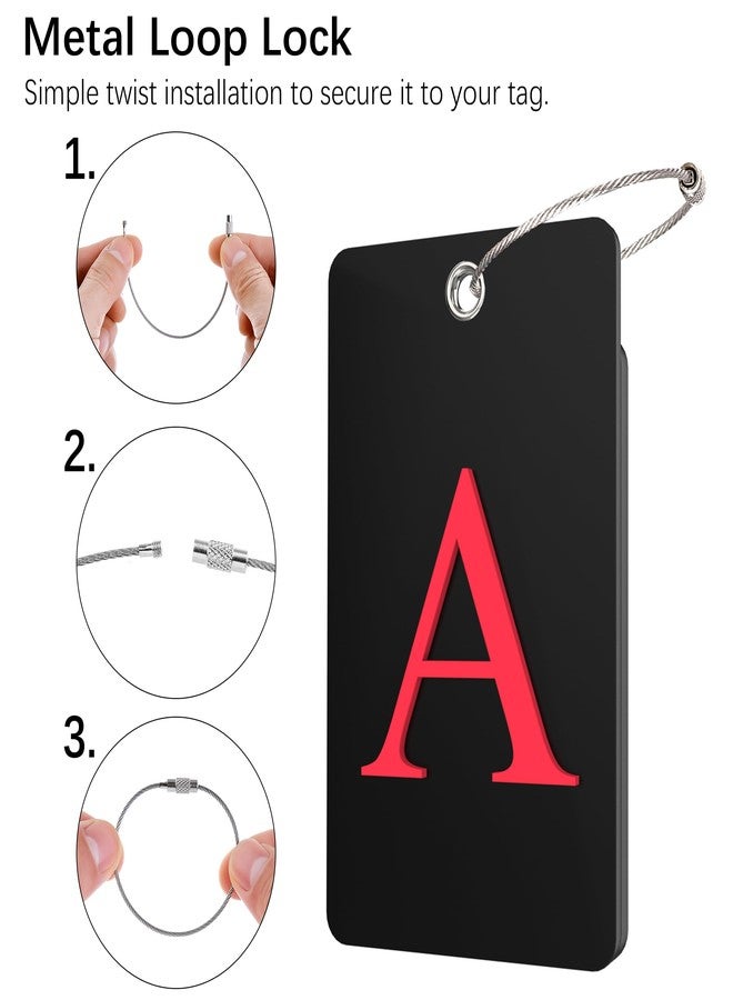 Gostwo Initial Luggage Tag | 26 Letter Travel Luggage Baggage Identification Labels ID Tag Fully Bendable Tag w/Stainless Steel Loop (Black) (2 Pack A) - Image 3