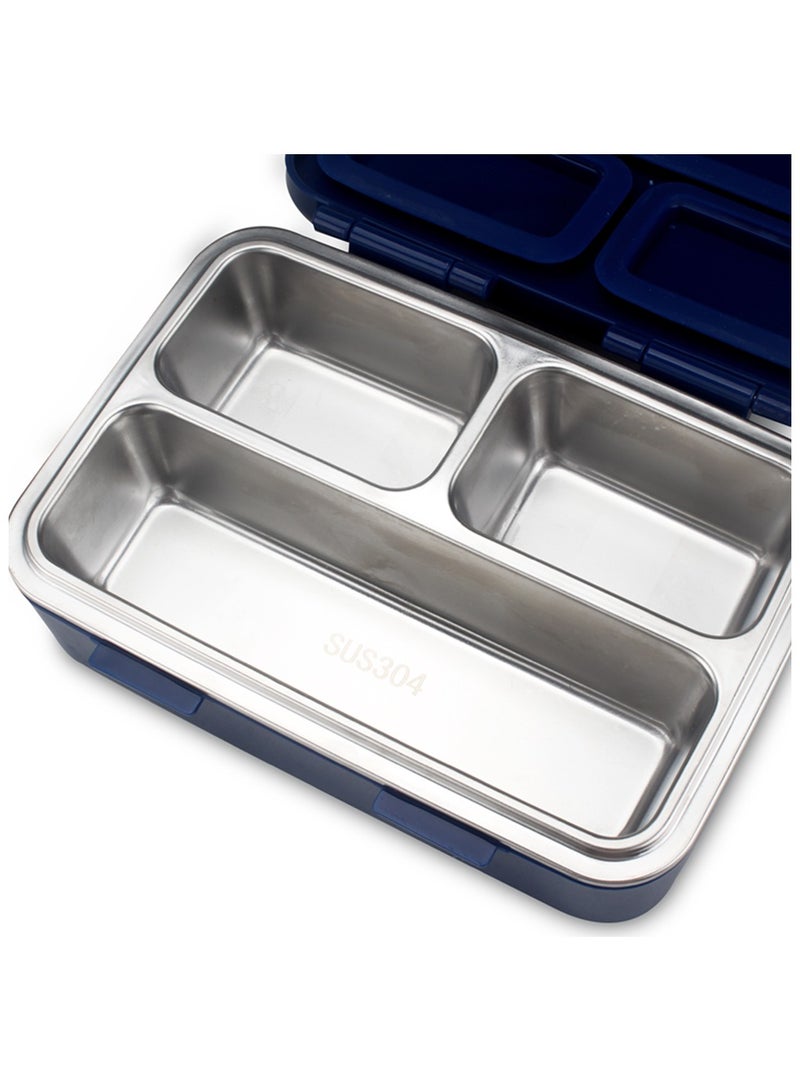 اي ديد حافظة غداء رائد فضاء للمدرسة، من الفولاذ المقاوم للصدأ بثلاث حجرات، حاوية طعام آمنة للأطفال، صندوق غداء مقاوم للتسرب على شكل بينتو، آمن للغسل في غسالة الأطباق, اللون بنفسجي - Image 2