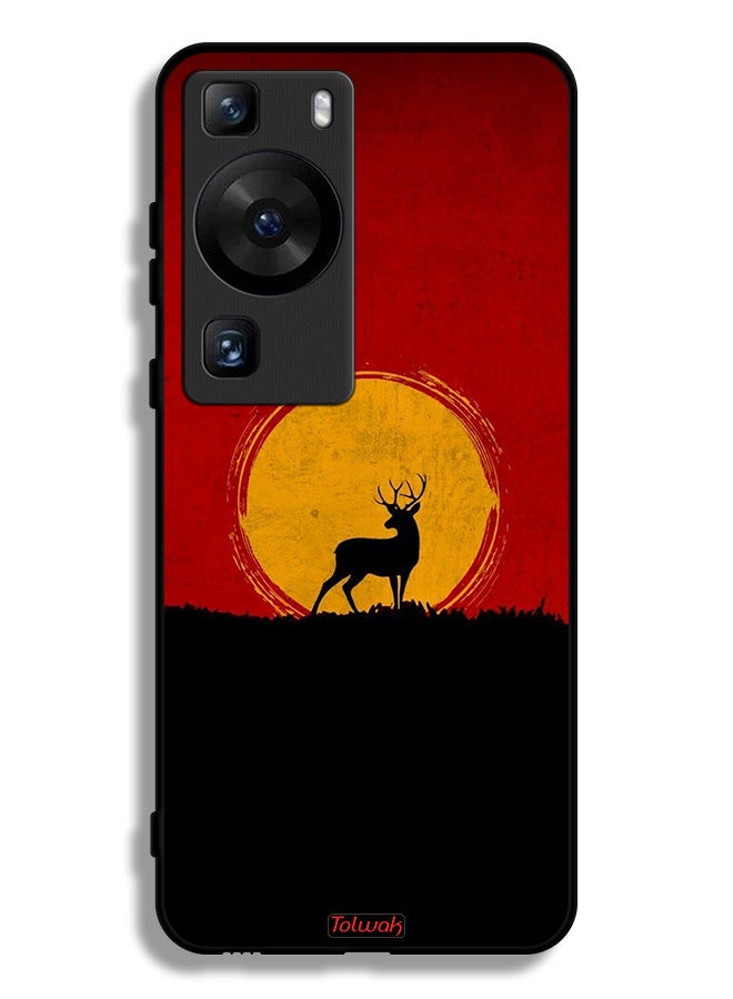 Tolwak Huawei P60 Protective Case Cover Deer And Moon Artwork - Image 1