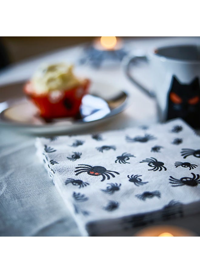 Paper Napkin Spider Pattern White Black  Length 33 cm Package Quantity 30 Pack Width 33 cm - Image 2