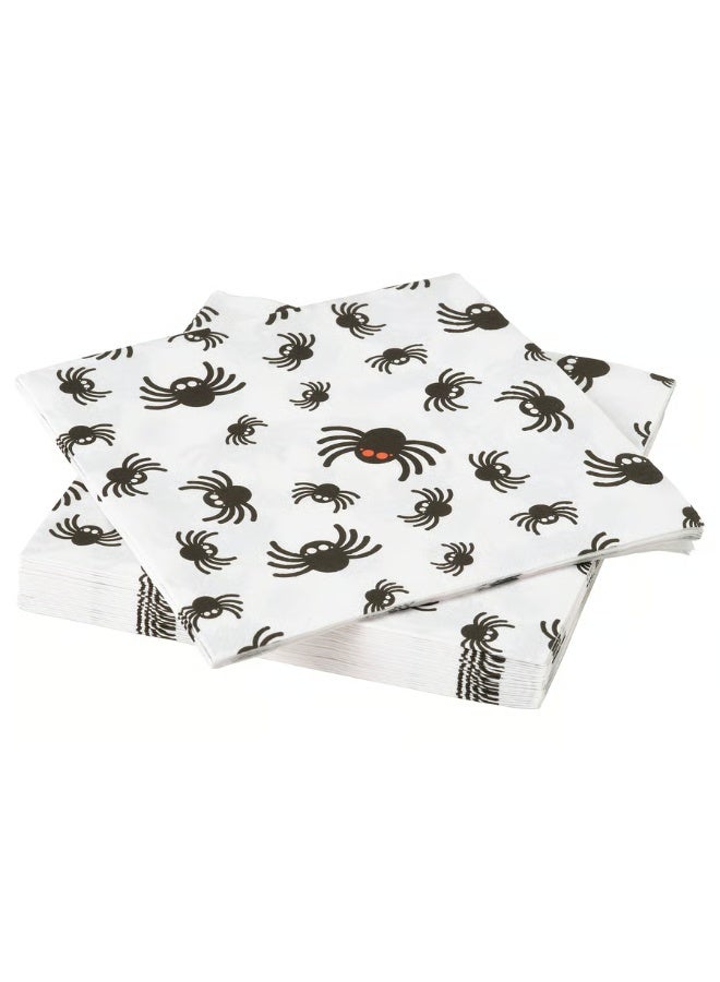Paper Napkin Spider Pattern White Black  Length 33 cm Package Quantity 30 Pack Width 33 cm - Image 1