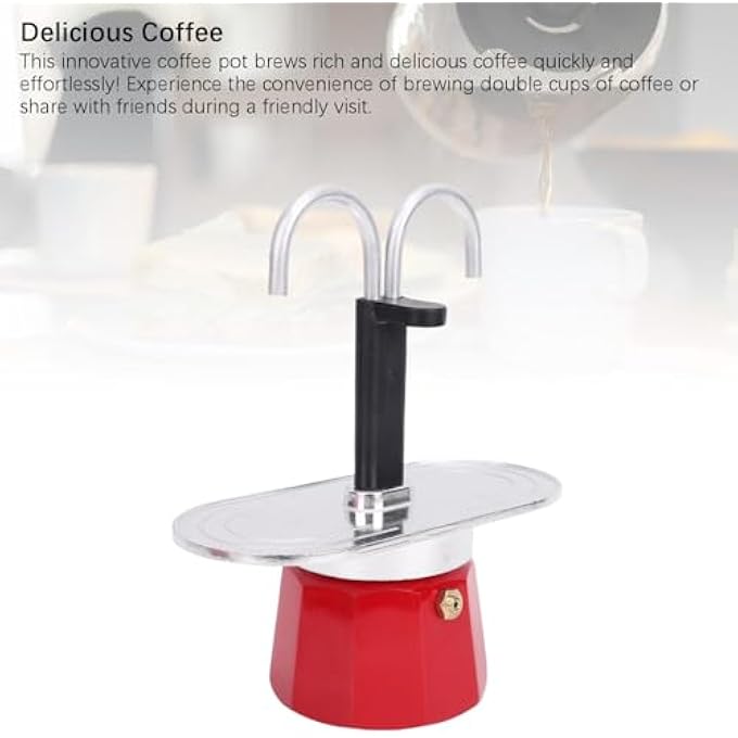 Depisuta Mocha Coffee Pot 2 Cups 100Ml Espresso Coffee Maker Aluminum Alloy Double Head Mocha Pot For Stovetop For Home Cafe Portable Easy To Clean - Image 3