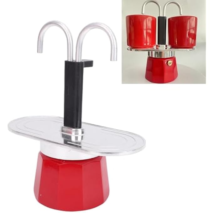 Depisuta Mocha Coffee Pot 2 Cups 100Ml Espresso Coffee Maker Aluminum Alloy Double Head Mocha Pot For Stovetop For Home Cafe Portable Easy To Clean - Image 4