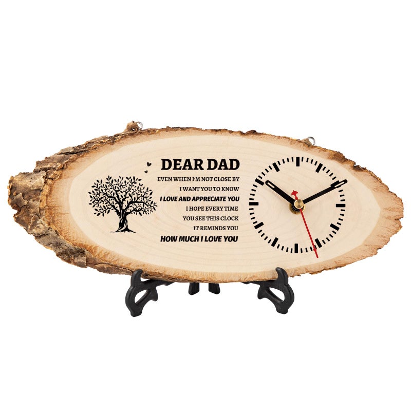 BeauGift Dad Gifts Wooden Clock Gifts for Daddy from Daughter Son Kids Dad Birthday Gift Idea for Papa Who Wants Nothing Christmas from Child to My Dad