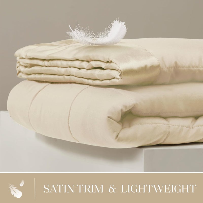 ماديسون بارك بطانية ماديسون بارك ويندوم البديلة للريش، معالجة ممتازة من 3M سكوتشغارد لامتصاص الرطوبة، غطاء سرير خفيف وناعم لجميع الفصول، حواف ساتان، كريمي ملك - Image 2