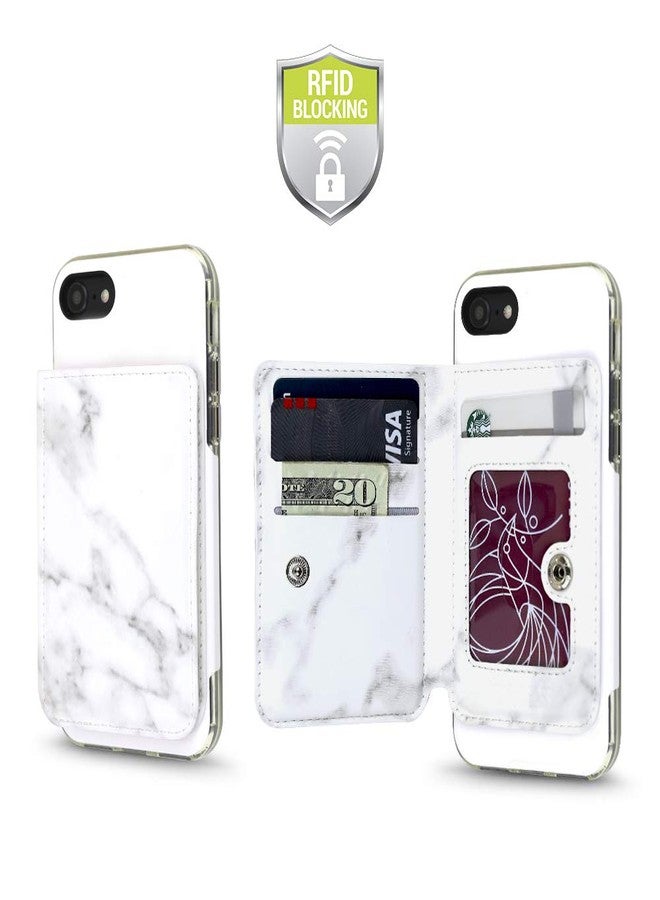 Gear Beast Cell Phone Wallet for Back of Phone, Stick On Wallet Credit Card ID Holder with RFID Protection Compatible with iPhone, Galaxy & Most Smartphones and Cases White Marble - Image 1