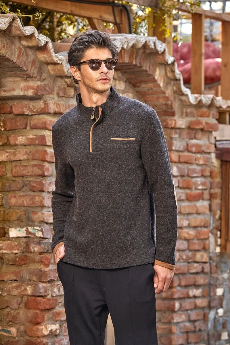 Cossy By Aqua 24455 Men's Long Sleeve Pocket Detailed Tracksuit Set Brown