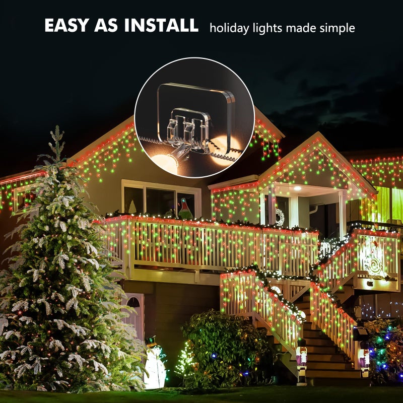 Galetcy Hooks for Outdoor String Lights - 100 Pack with Adhesive Strips - No Damage, No Tools, No Holes, Waterproof and UV-Resistant, Perfect for Christmas and Patio Decor - Image 5