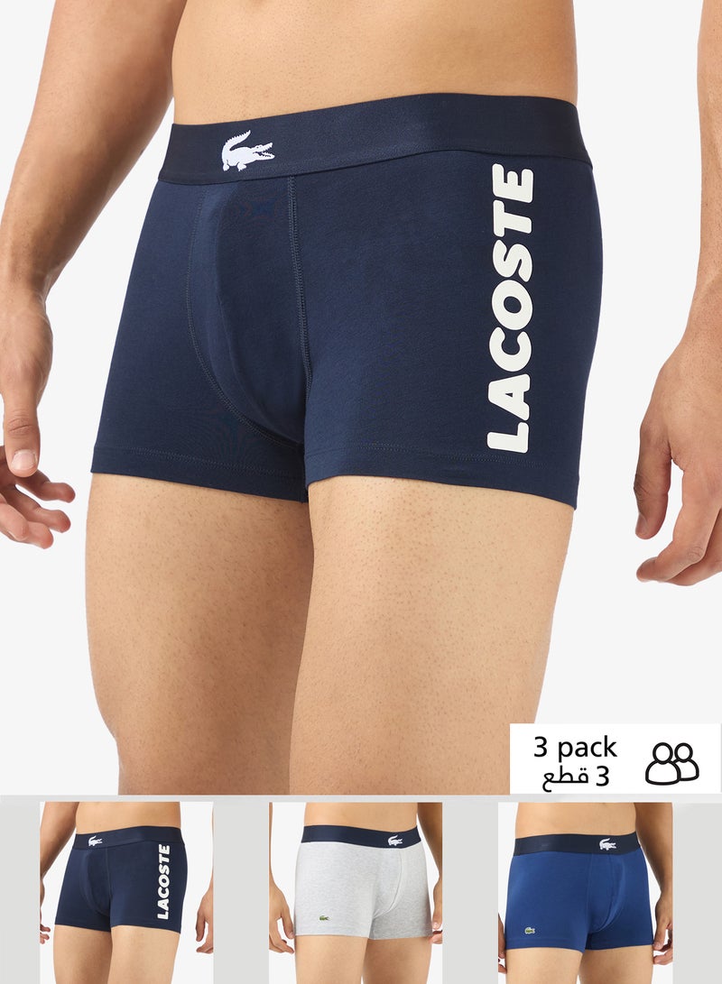 LACOSTE 3-Pack Printed Stretch Cotton Trunks - Image 1