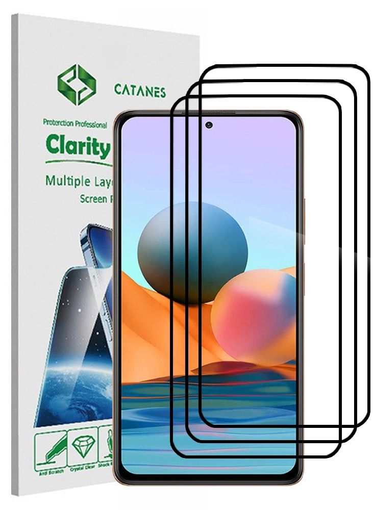 CATANES 3 Pack For Xiaomi Redmi Note 10 Pro Max Screen Protector Tempered Glass Full Glue Back - Image 1