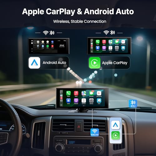 WonVon Wireless Car Play Screen, 10.26'' Monitor with Apple Carplay & Android Auto, 4K Dash Cam 64G, 1080P Backup Camera, Portable Smart Touch Tablet Stereo Multimedia Dashboard, Bluetooth/FM/GPS/AUX - Image 3