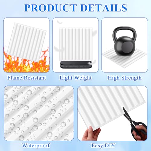 Nuanchu 32 Pcs 32 Pcs 3D Slat Wall Panels 12 x 12 Inch PVC Fluted Textured Panel Cuttable Paintable DIY Wall Art Decorative Tiles for Ceiling Studio Bathroom Interior TV Background (White) - Image 4
