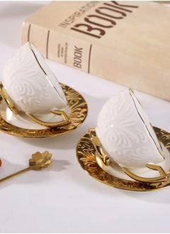 Gerenic European style ceramic coffee cup gold edge ceramic coffee cup embossed coffee cup 6 cups 6 saucers gift box set  - Image 3