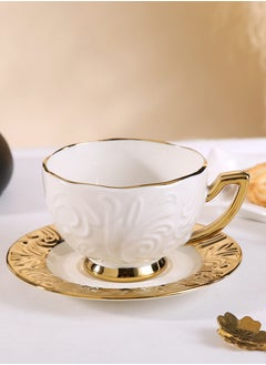Gerenic European style ceramic coffee cup gold edge ceramic coffee cup embossed coffee cup 6 cups 6 saucers gift box set  - Image 5