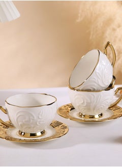 Gerenic European style ceramic coffee cup gold edge ceramic coffee cup embossed coffee cup 6 cups 6 saucers gift box set  - Image 4