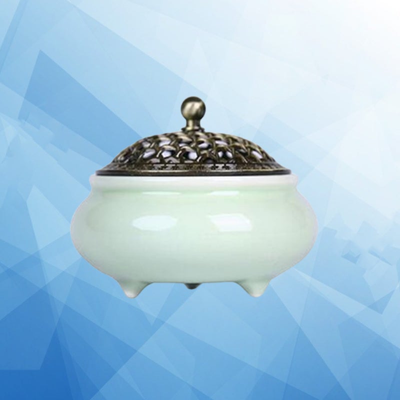 2pcs Vintage Incense Therapy Censer Yoga Practical Burner Censer Desktop Decoration Green - Image 1
